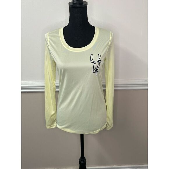 Lake Life Buggs Island Lake Yellow Long Sleeve Tee Size X-Small - Picture 1 of 5
